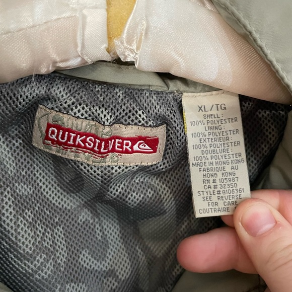 Quicksilver Y2K Beige Zip Up Windbreaker with Hidden Hood XL - Picture 3 of 5
